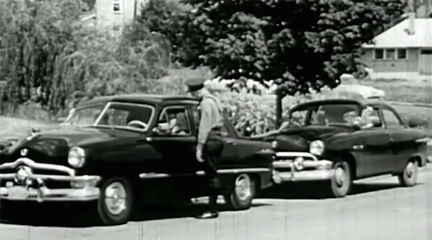 Screencap from a 1951 PSA about road safety