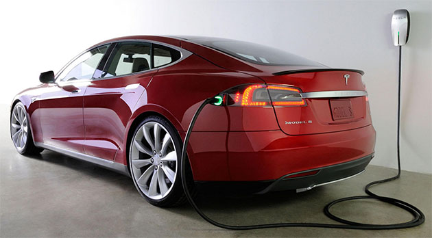 Tesla Model S charging at home