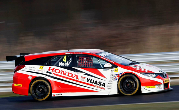 The Honda Yuasa Racing Civic Tourer in the 2014 British Touring Car Championship (BTCC)