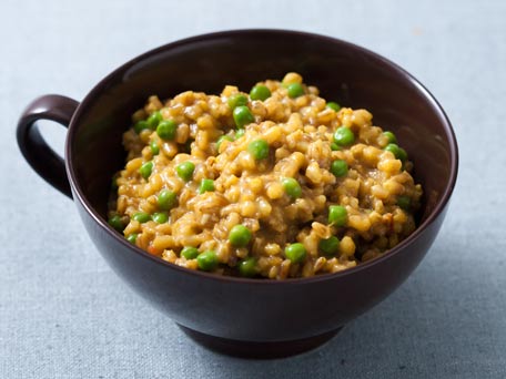 Barley Risotto Milanese with Peas