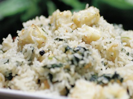 Spinach and Paneer Cheese Pulao