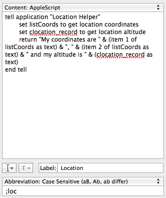 Last week, Smile Software shared a great tip for using TextExpander to pull down your GPS coordinates so you can use them in any app.