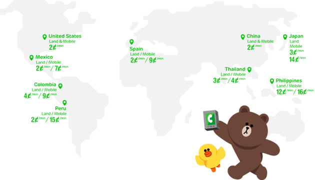 LINE Call's initial launch markets