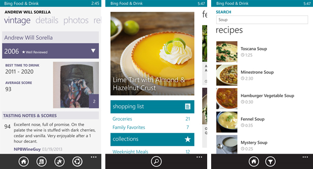 Bing Food and Drink for Windows Phone