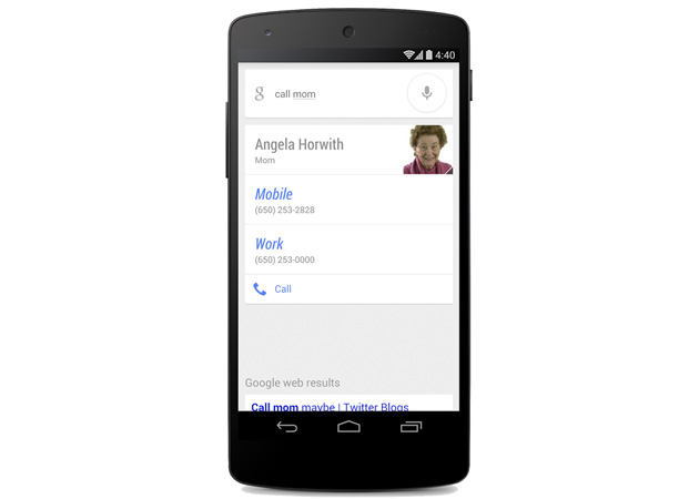 Google search for Android lets you call Mom