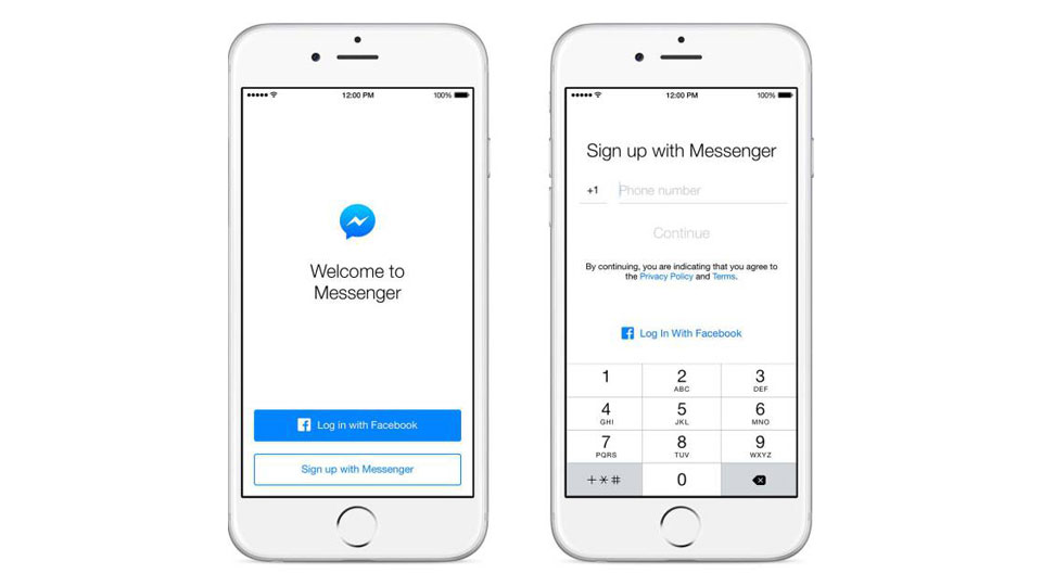 Facebook Messenger sign-ups on an iPhone