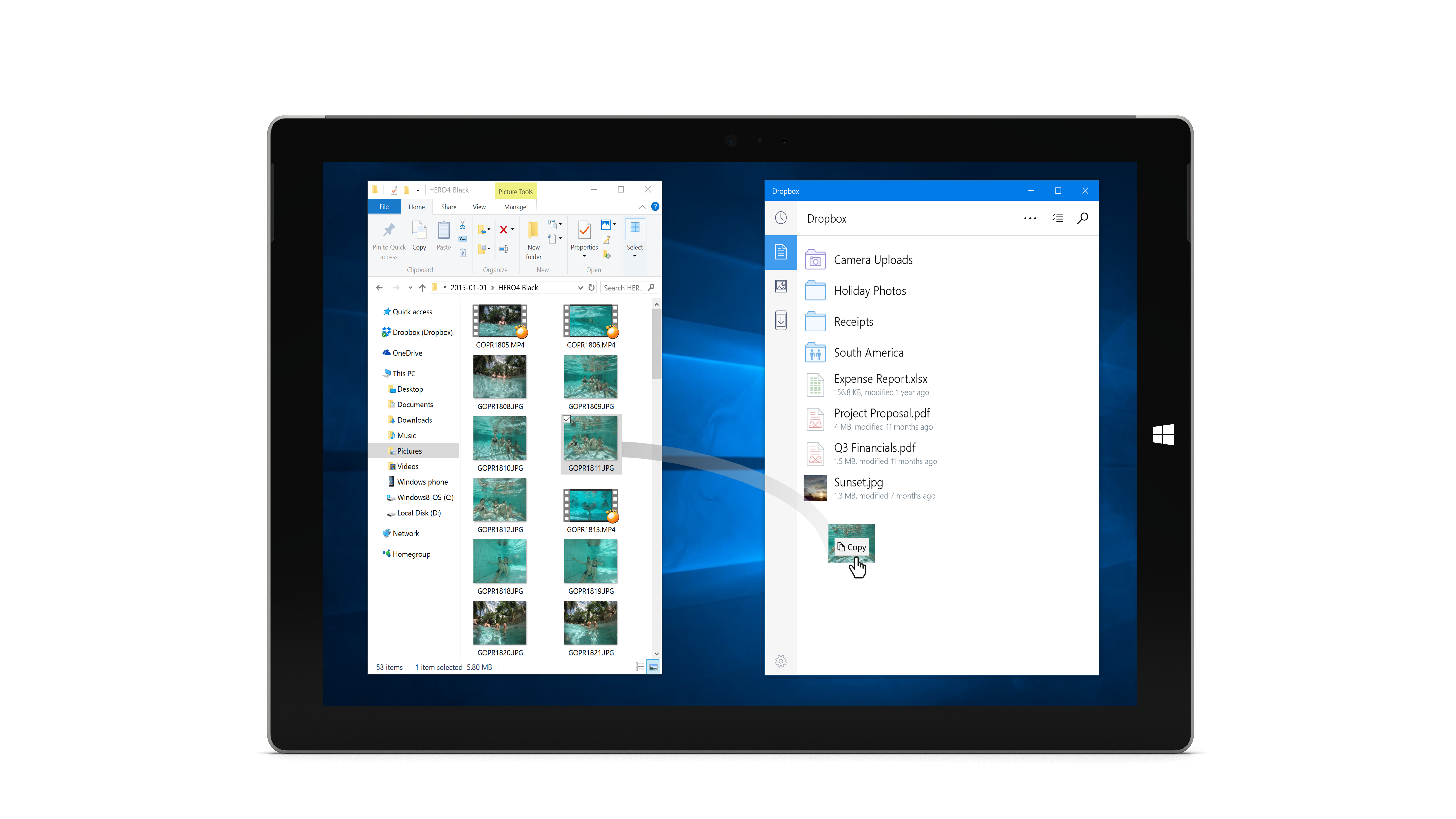 Dropbox just released a native Windows 10 app for tablets
