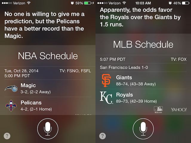 photo of Siri can guess sports odds and thinks the Royals will win the World Series image