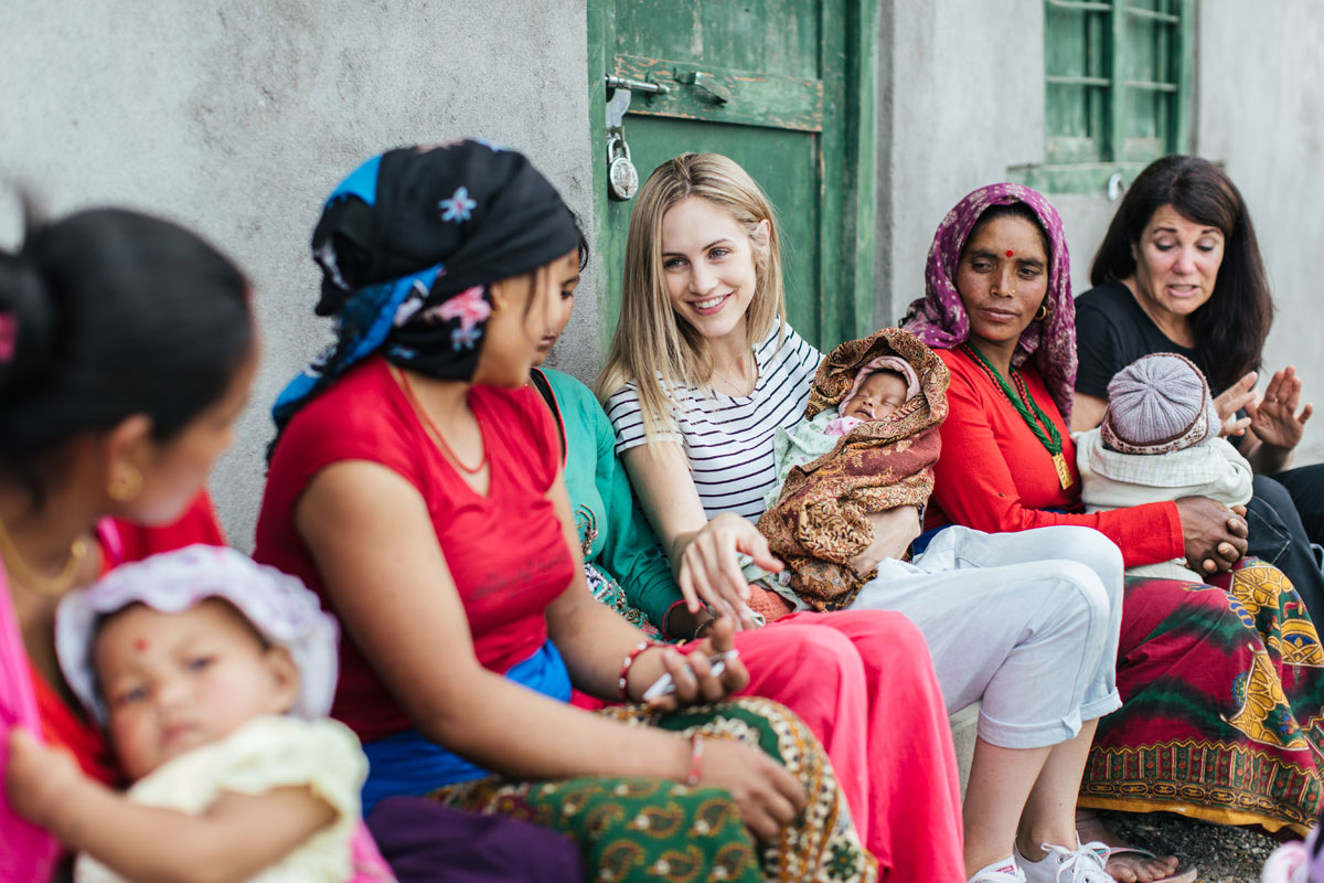 Cofounder Justine Flynn chats to local mothers in Nepal ahead of the brand's latest venture.