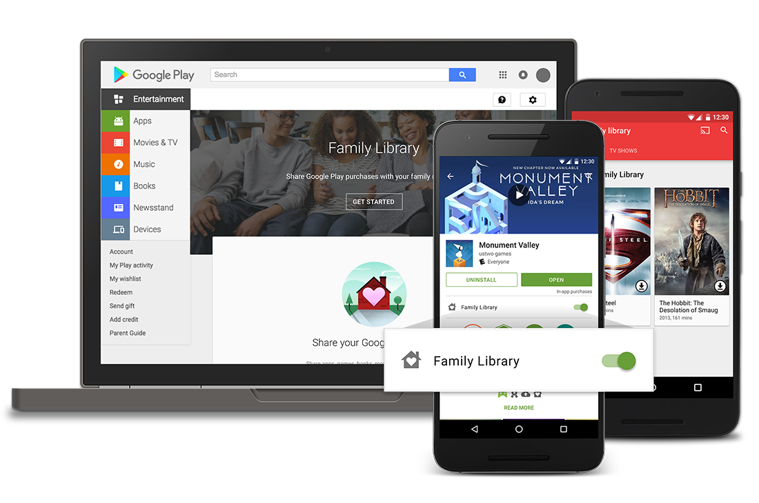 Google brings Family Library sharing to the Play Store