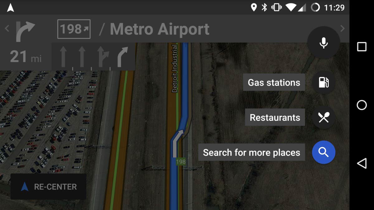 Google Maps for Android displays quick stops along your route
