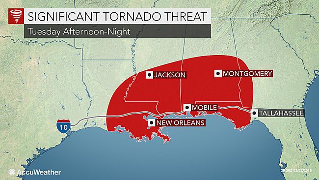 Severe storms, tornadoes to eye Louisiana to Florida - AOL Weather