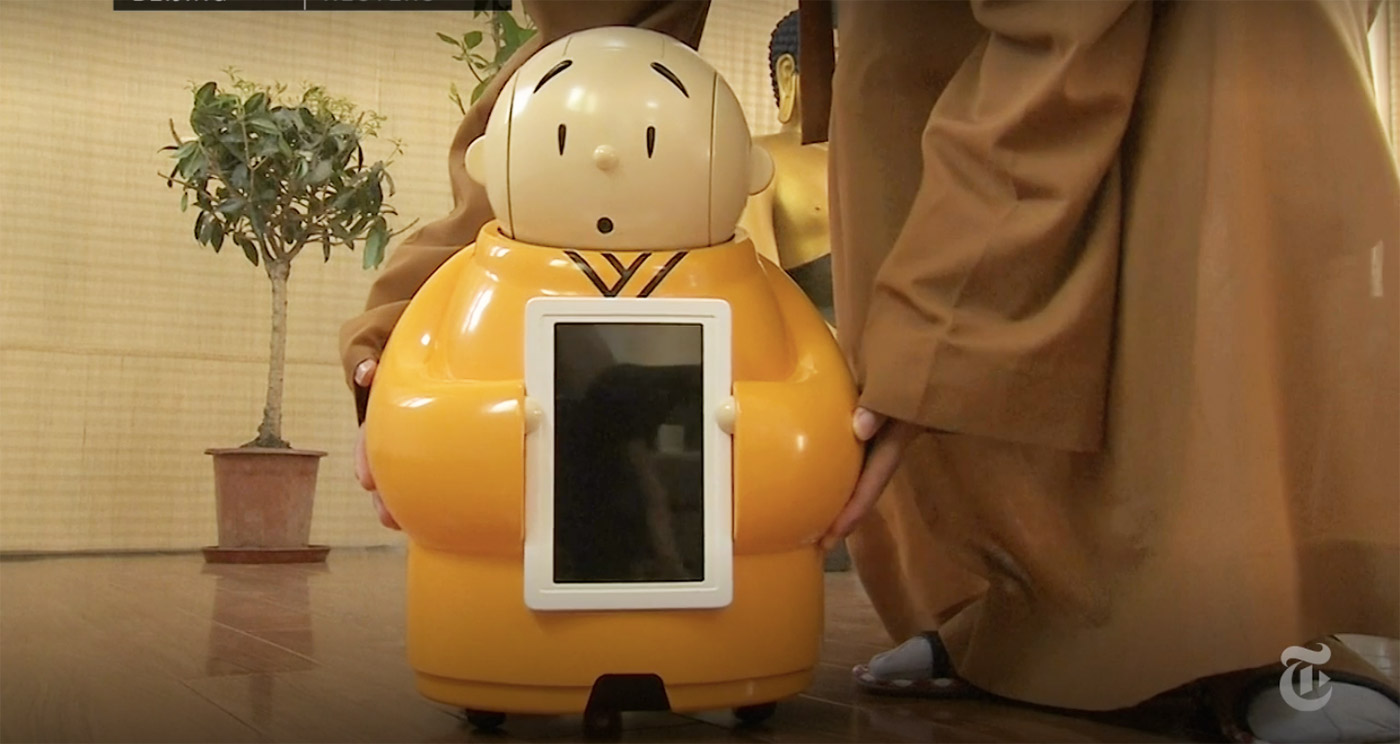 Cute robotic monk knows the meaning of life