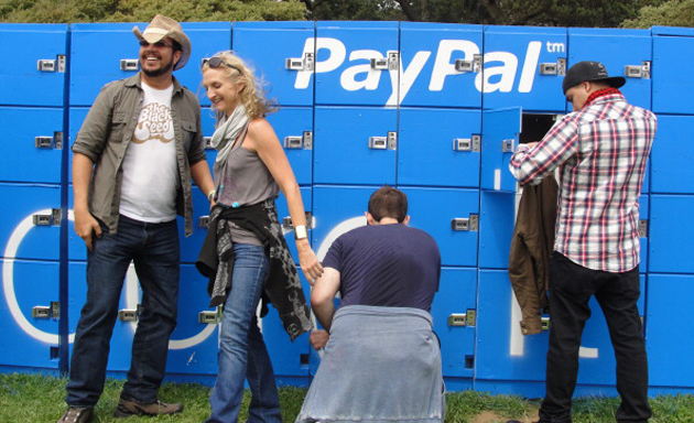 PayPal lockers at a concert