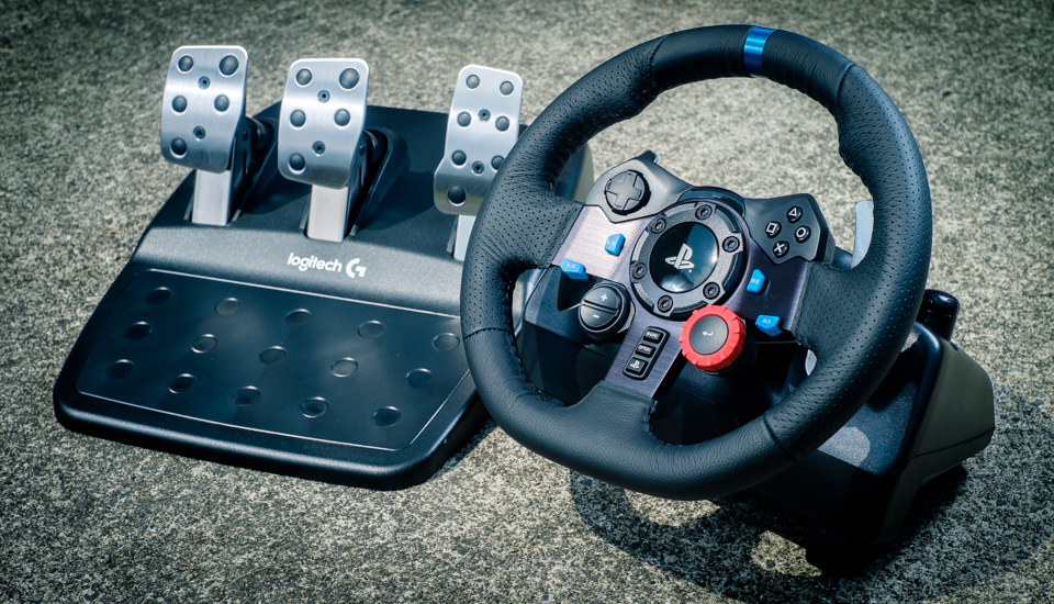 photo of Behind the wheel of Logitech's G29 Driving Force controller image