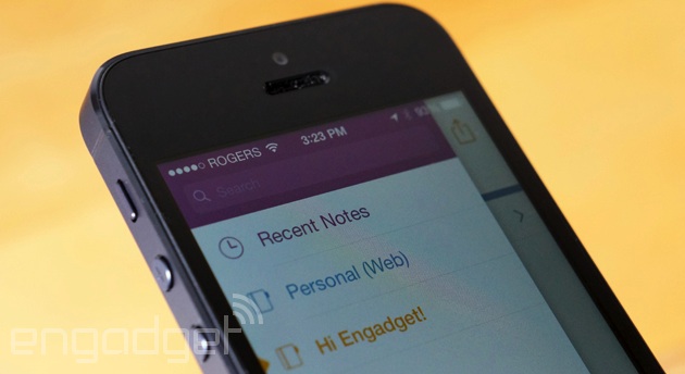 Microsoft OneNote on an iPhone 5
