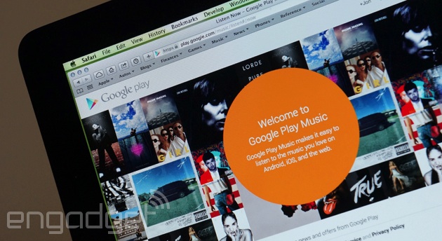 Google Play Music welcome page