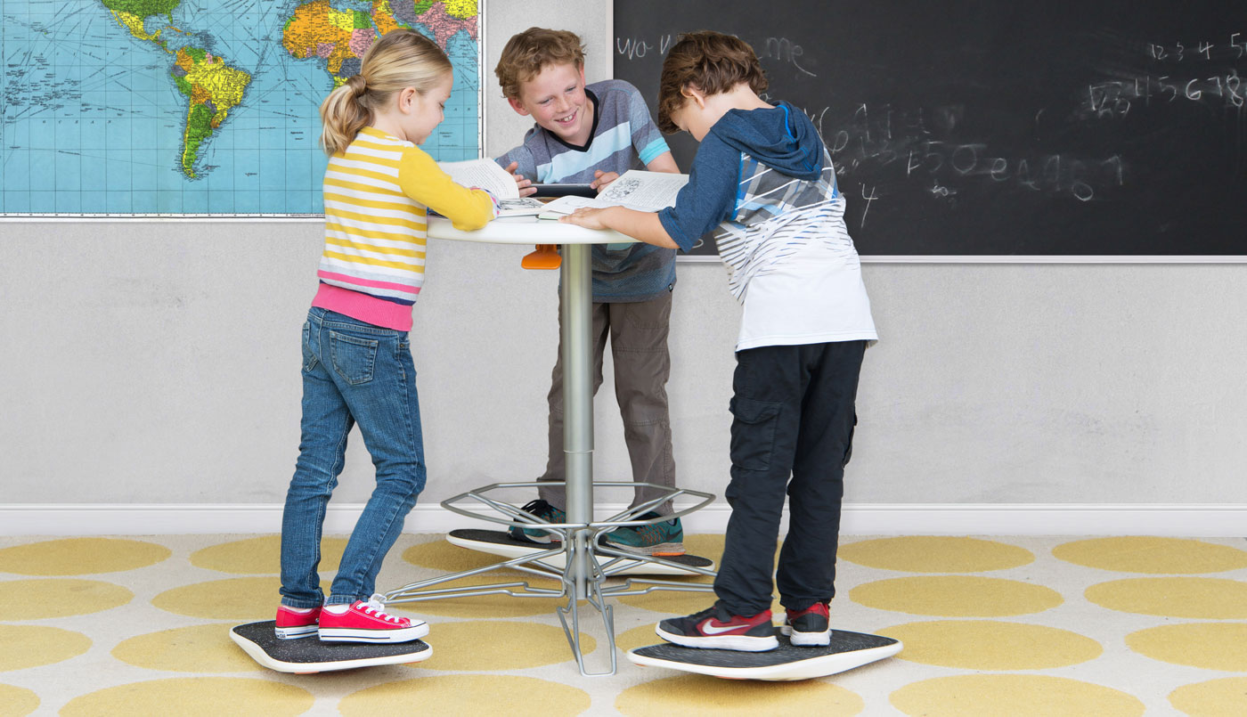 There&#039;s a standing desk and balance board for kids now