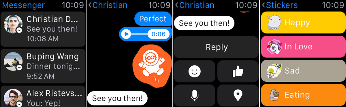 Apple Watch owners can use Facebook Messenger on their wrists
