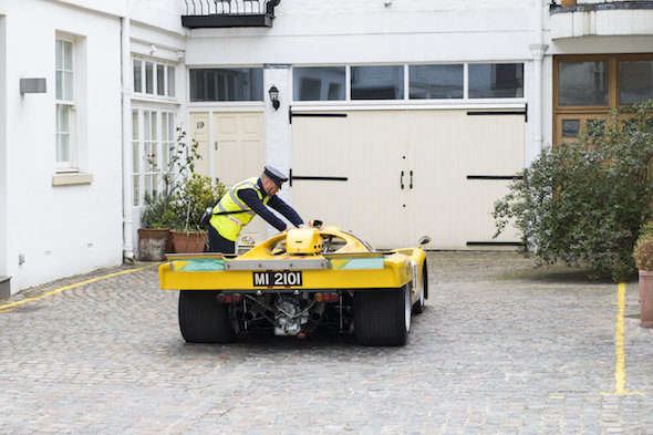 This is the moment a pair of traffic wardens slap a parking ticket on a Â£10 million Le Mans car while it is parked at the end of an empty mews.See SWNS story SWTICKET: The 1970 Ferrari 512M is one of the most desirable and valuable racing cars in the world - with models rarely coming onto the market. Classic car dealer Fiskens recently took one into stock and decided to take some photographs of it outside its Kensington headquarters. The dealership is based on a very quiet mews with no through traffic and they hoped they might be safe from the Royal Borough of Kensington and Chelseaâ€™s notoriously ticket-friendly wardens for a few minutes.  