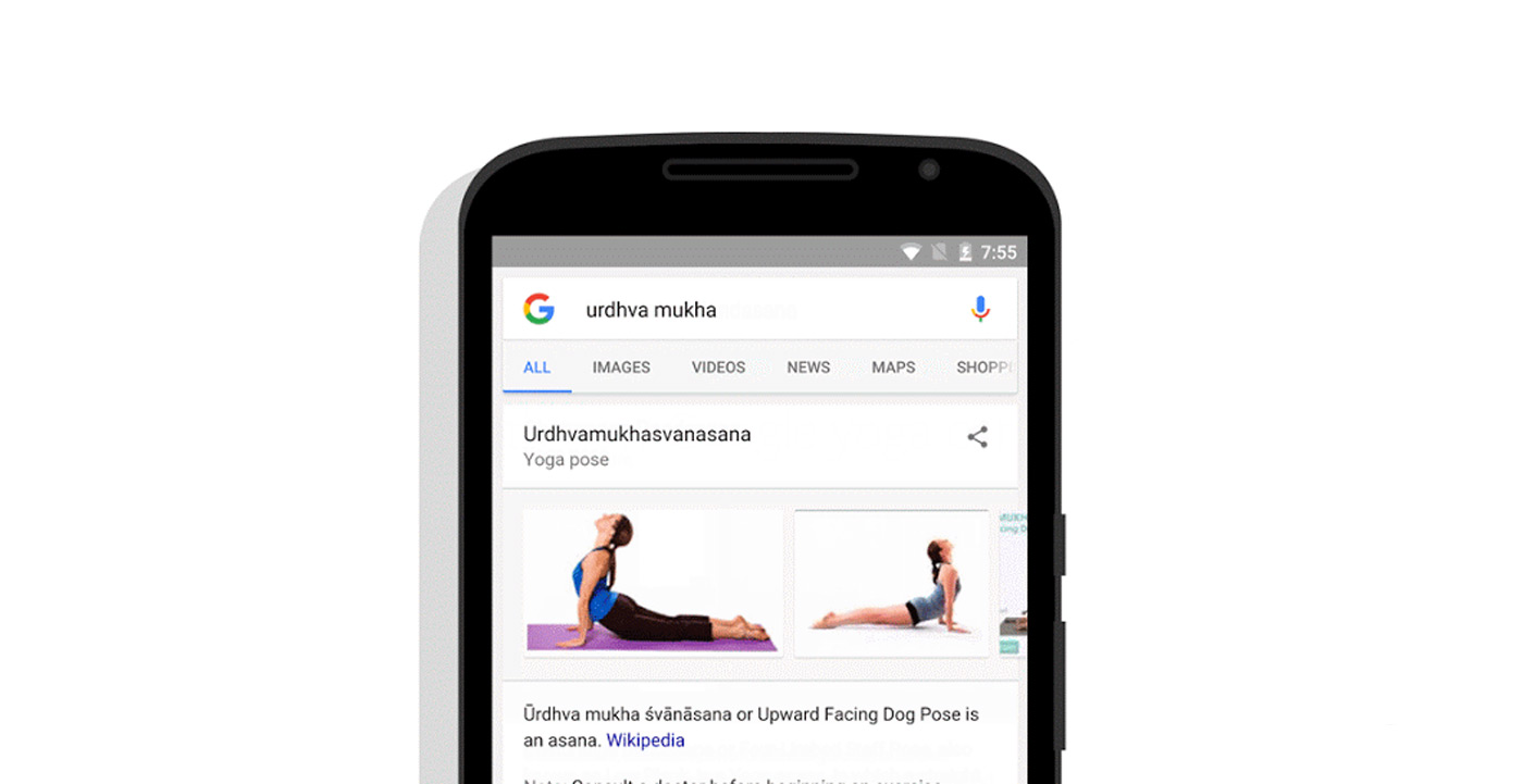 Google search cards help you learn yoga