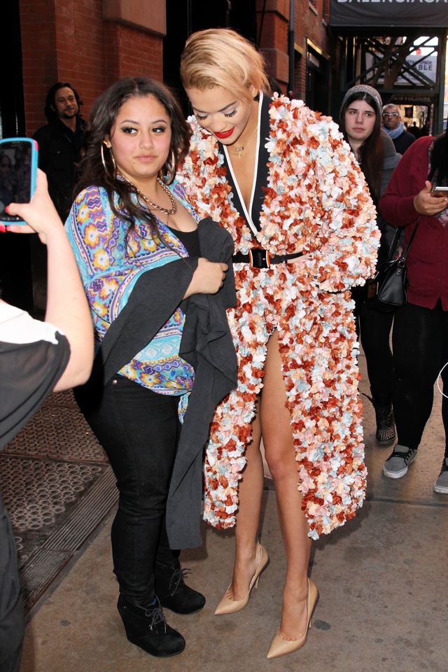 Rita Ora Suffers Wardrobe Malfunction In Very Revealing Floral Coat Huffpost Uk 