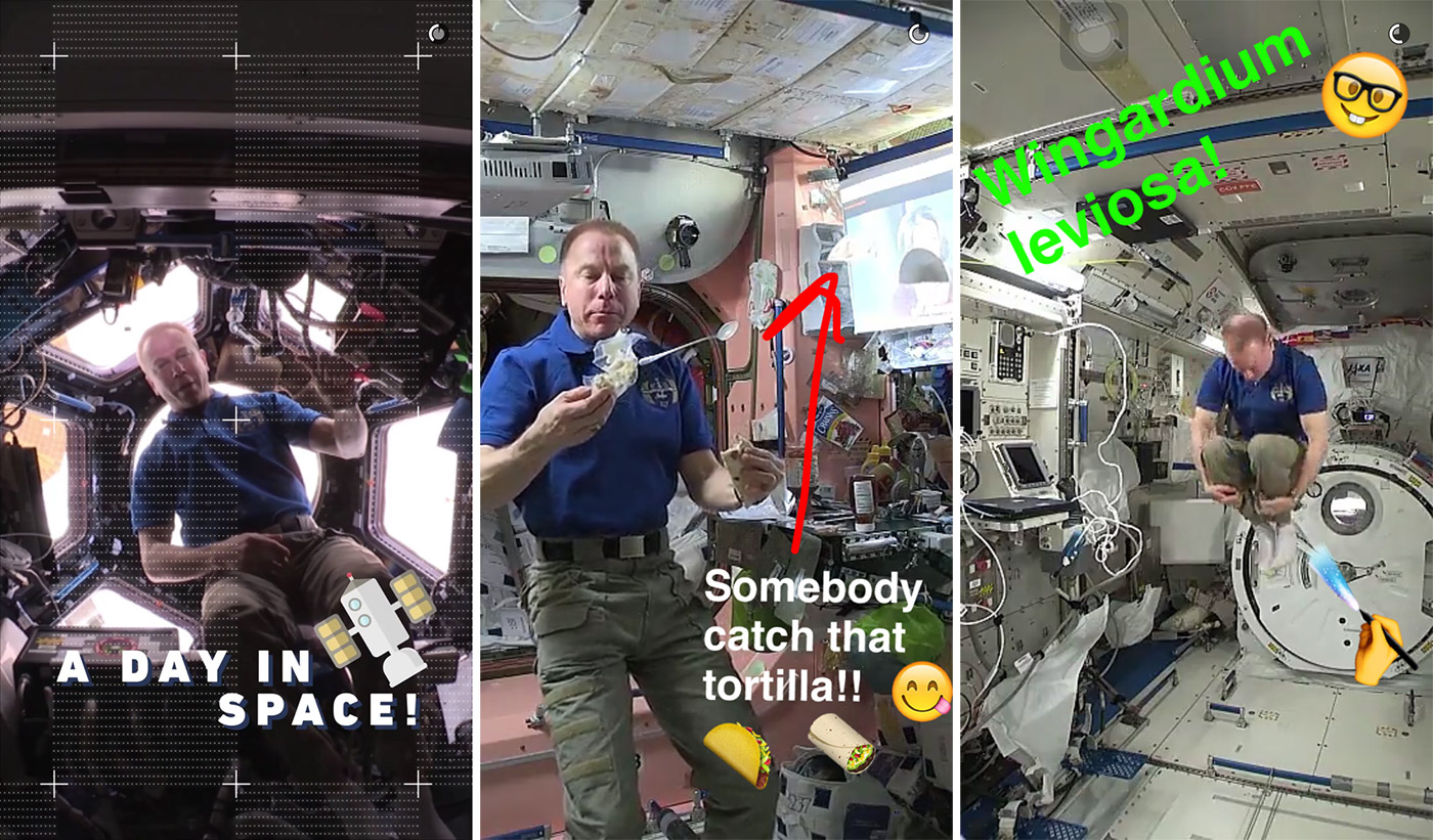 NASA shows a typical day on the ISS via Snapchat