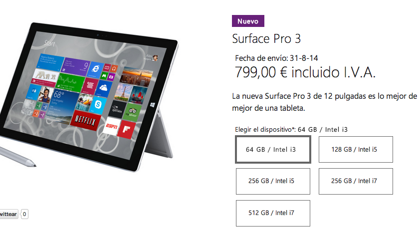 Ya puedes reservar la nueva Surface Pro 3 a partir de 799 euros