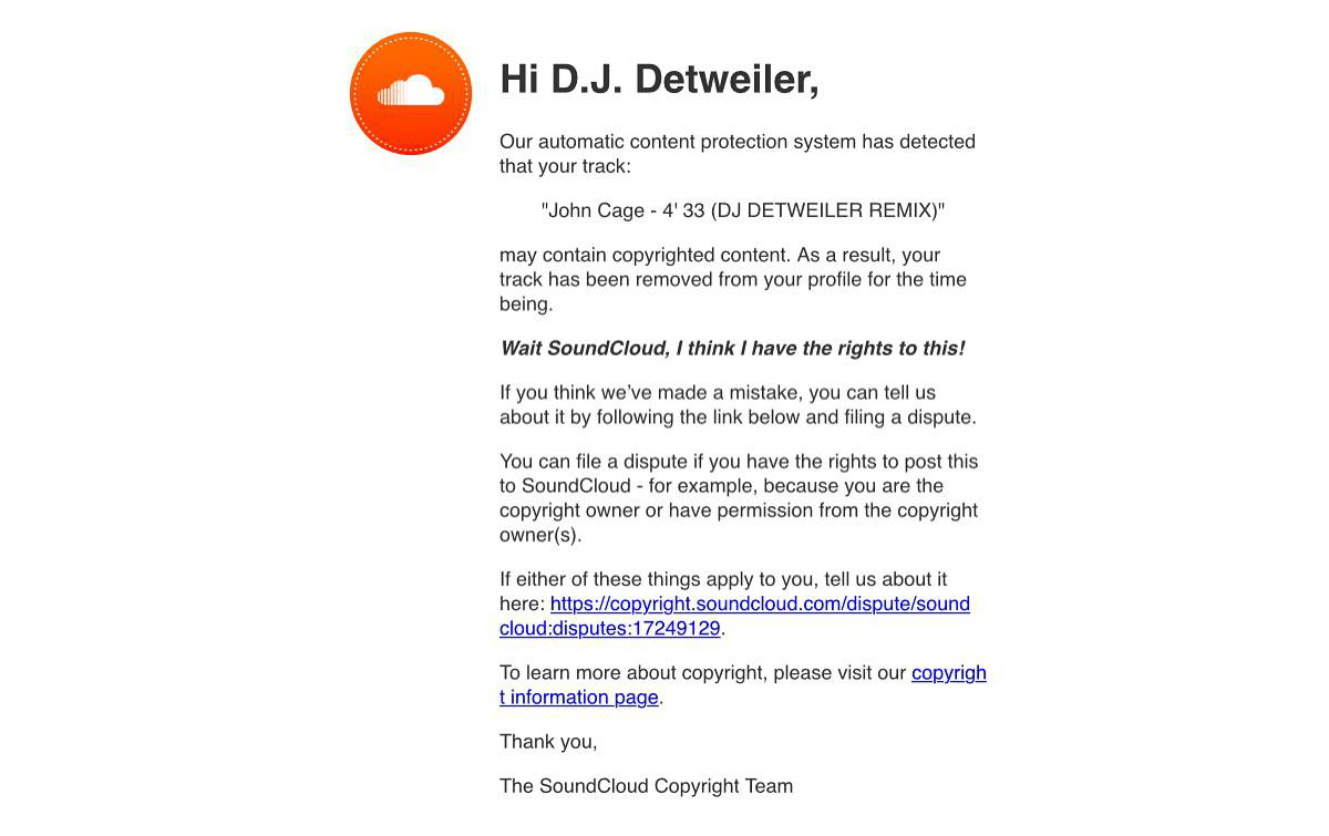 photo of No, SoundCloud didn't remove a silent track for violating copyright image