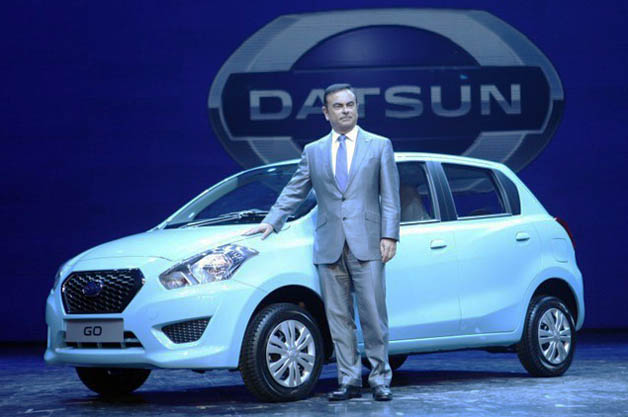 Carlos Ghosn with the new Datsun Go