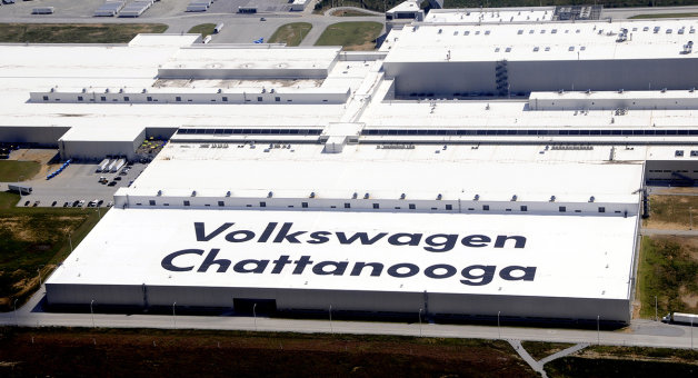 Aerial view of Volkswagen's production facility in Chattanooga, Tennessee.