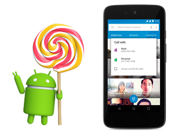 Android 5.1 showing dual-SIM support