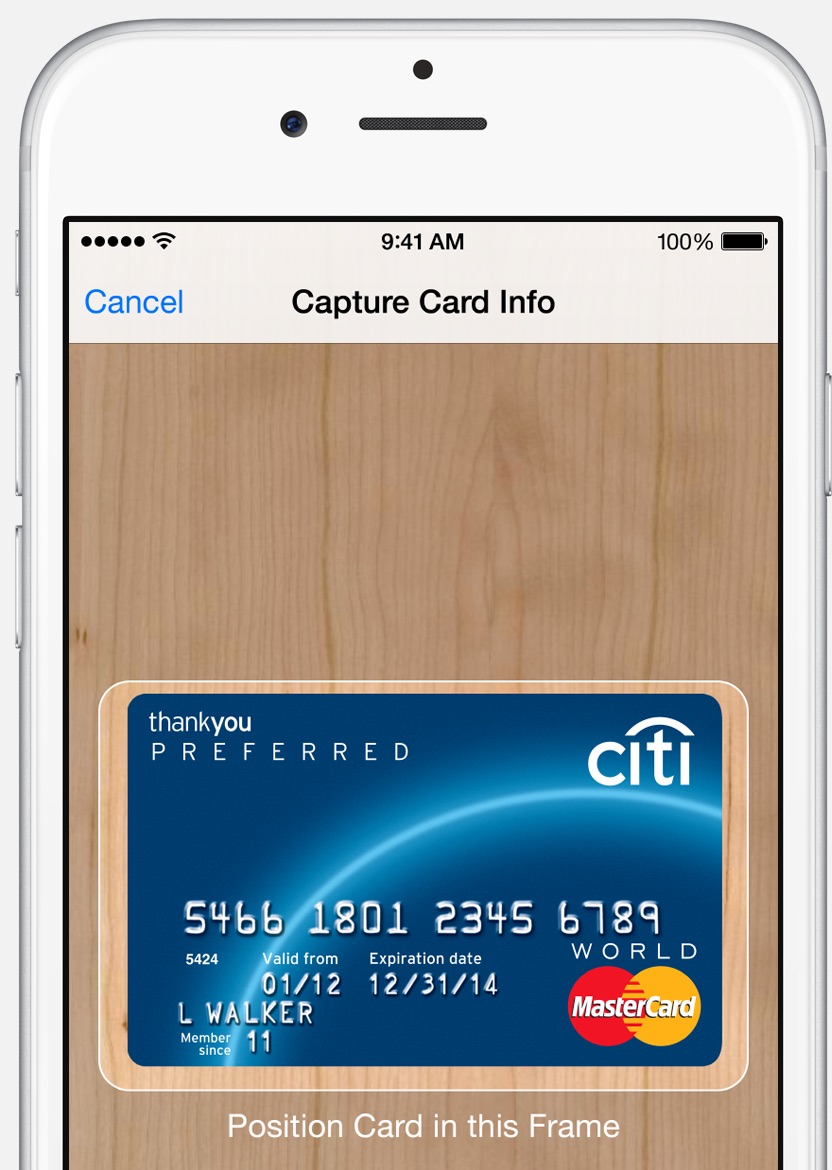 credit card scanning on apple pay