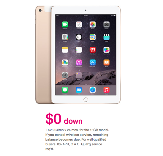 photo of T-Mobile offering iPad Air 2 and iPad Mini 3 for $0 down image