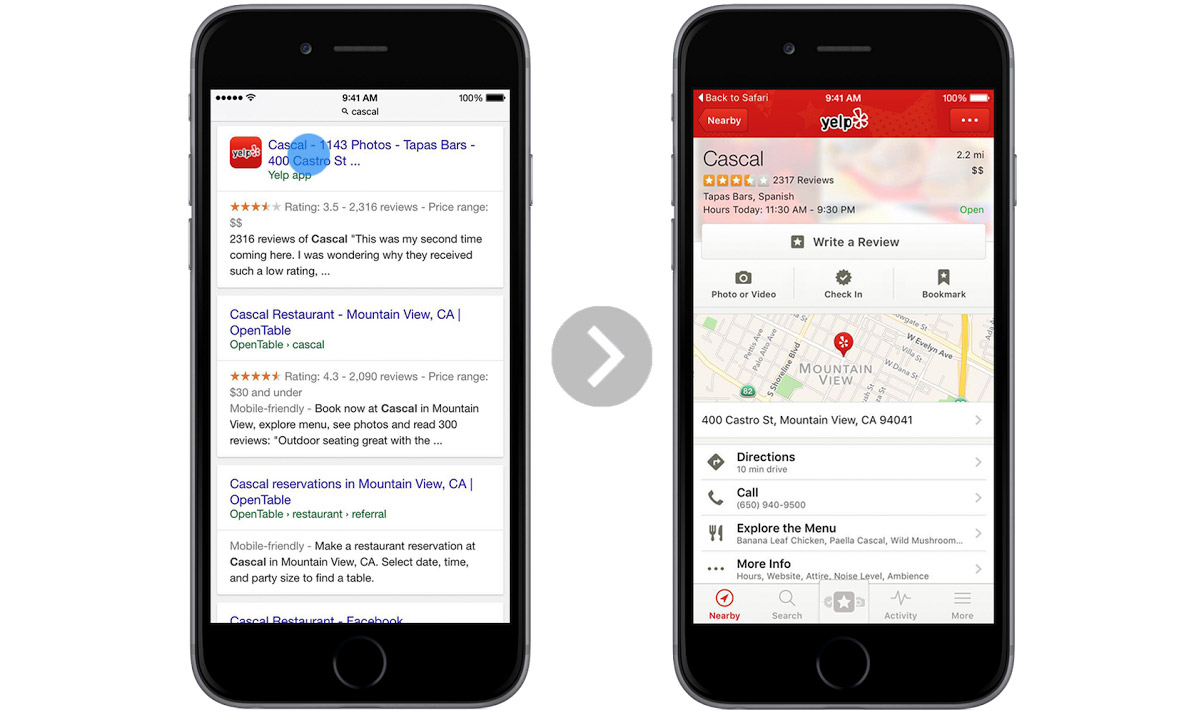photo of Google search on Safari mobile to display results for iOS apps image