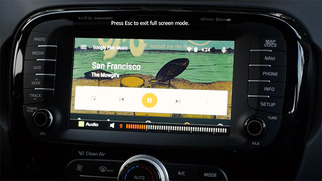 Screenshot of a demonstration of Google's Android Auto system for cars.