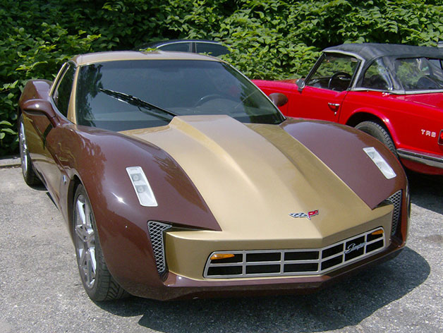 A two-tone C6 Chevrolet Corvette redone to mimic a car in the movie 'Transformers' on eBay.