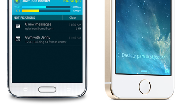 Dedo War: Pegadas detectores Galaxy S5 e iPhone 5s Confrontos