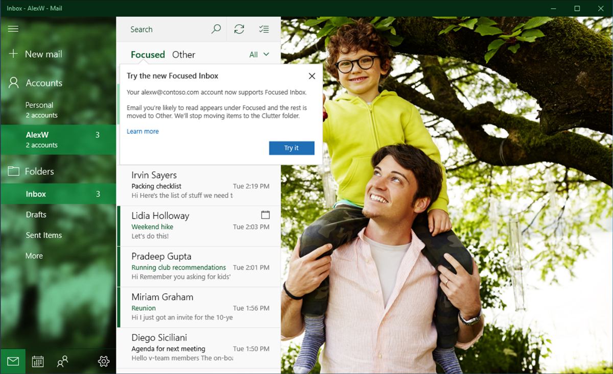 photo of Windows 10's Mail and Calendar app finally gets a Focused Inbox image