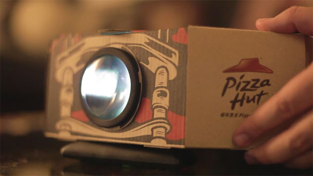 This pizza box doubles as a movie projector