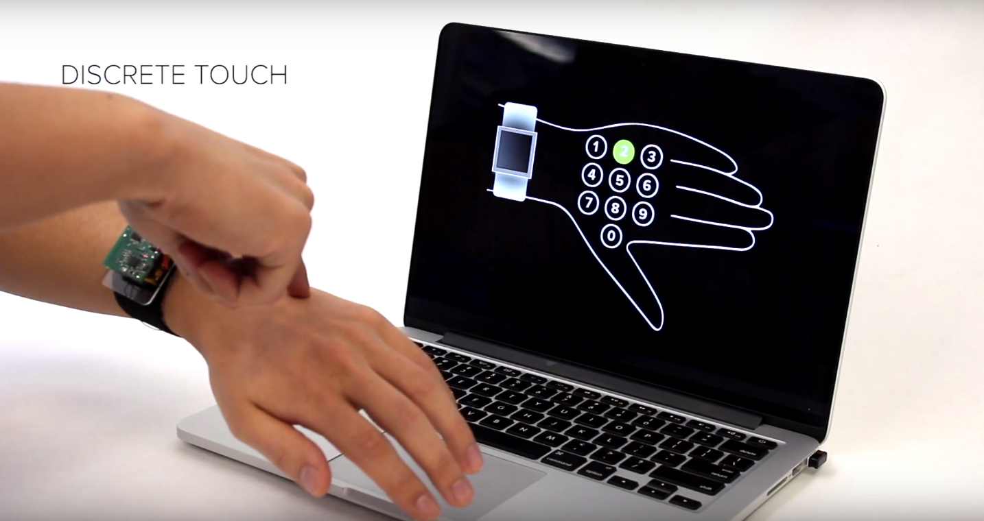 Navigate your smartwatch by touching your skin