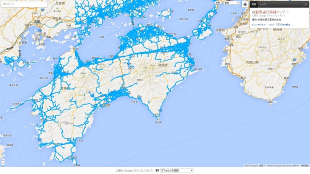 Google、大雨被害が続く四国周辺の通行実績情報を公開。ホンダがデータを提供