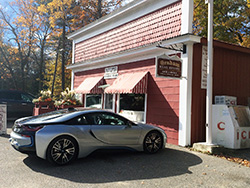 2015 BMW i8 parked in front of Good Hart General Store