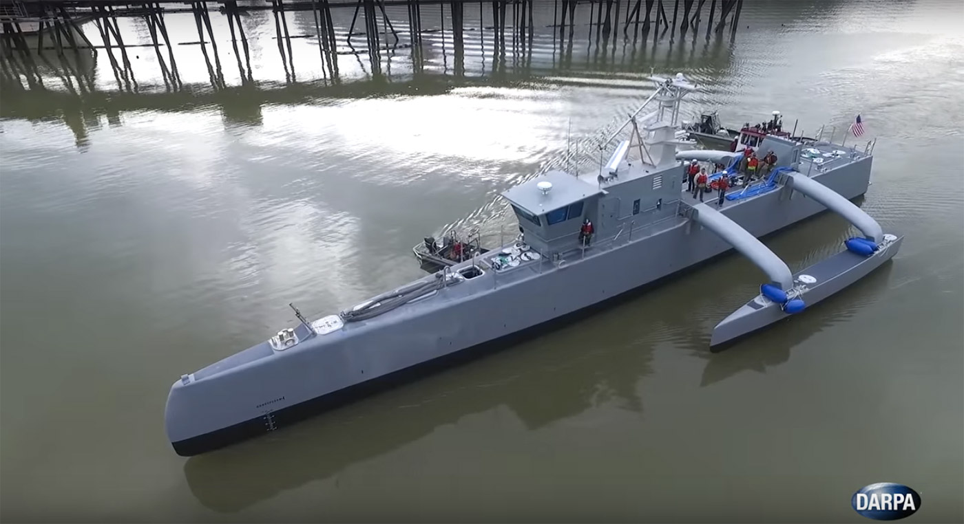 DARPA starts speed testing its submarine-hunting drone ship