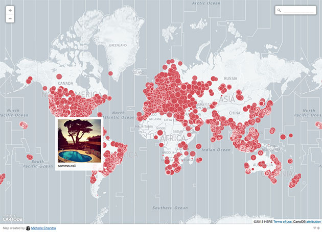 Mapping project catalogs Instagram sunrises from around the world