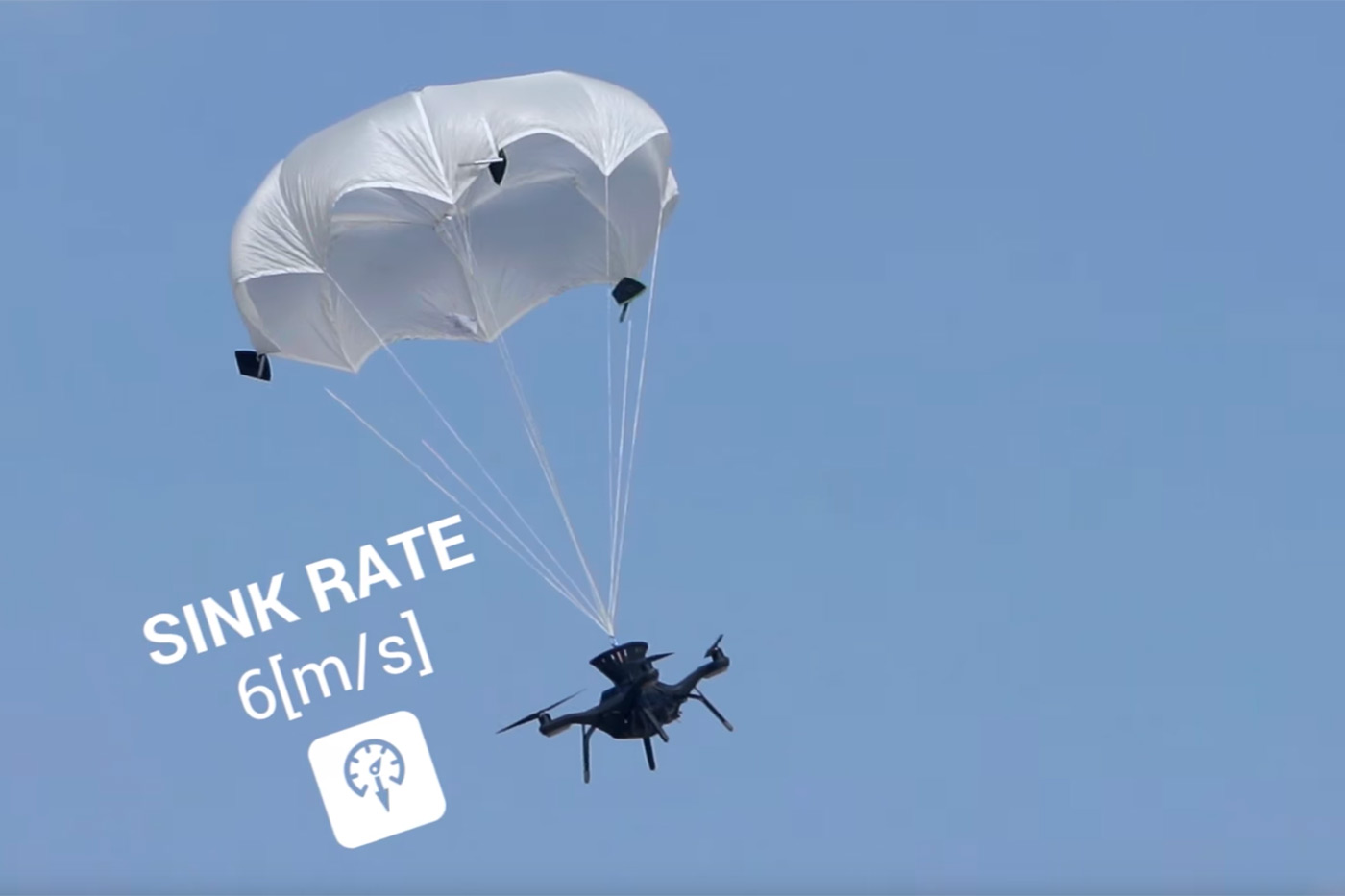 Watch a parachute rescue a drone in free fall