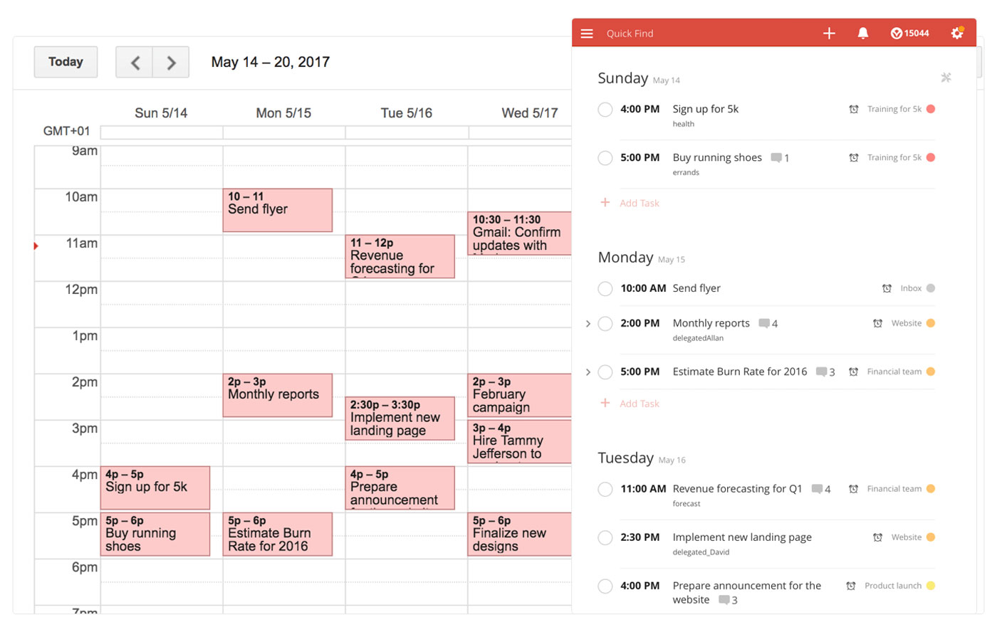 Todoist syncs instantly with Google Calendar to keep you on schedule