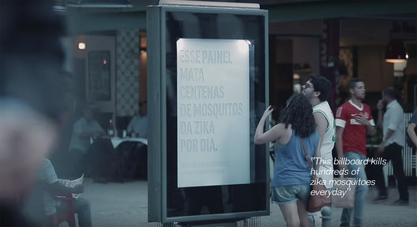 Billboard mimics human sweat to entrap Zika-carrying mosquitoes