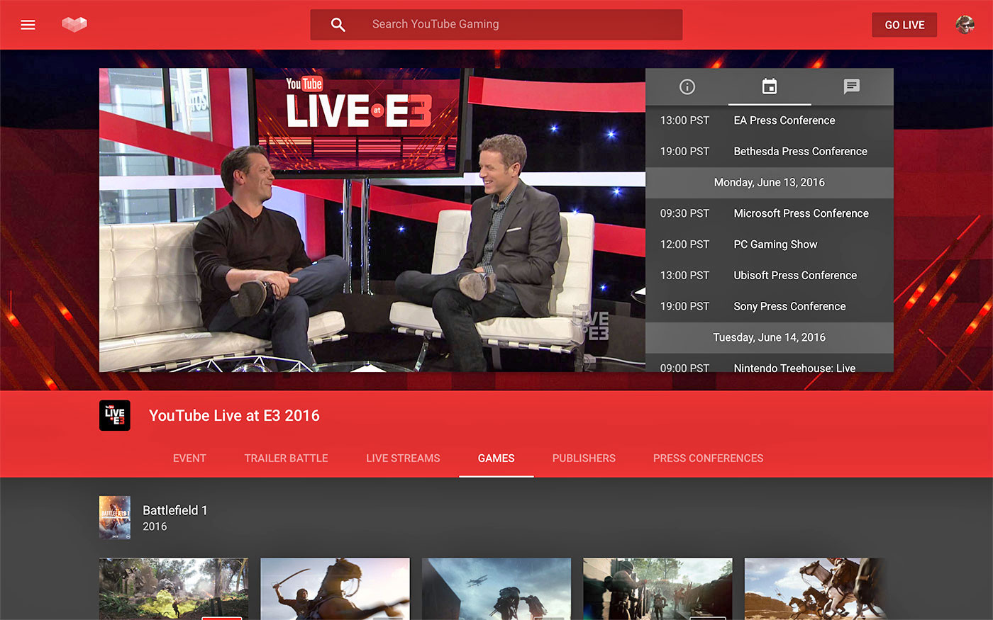 YouTube Gaming launches event hubs with E3 live streams