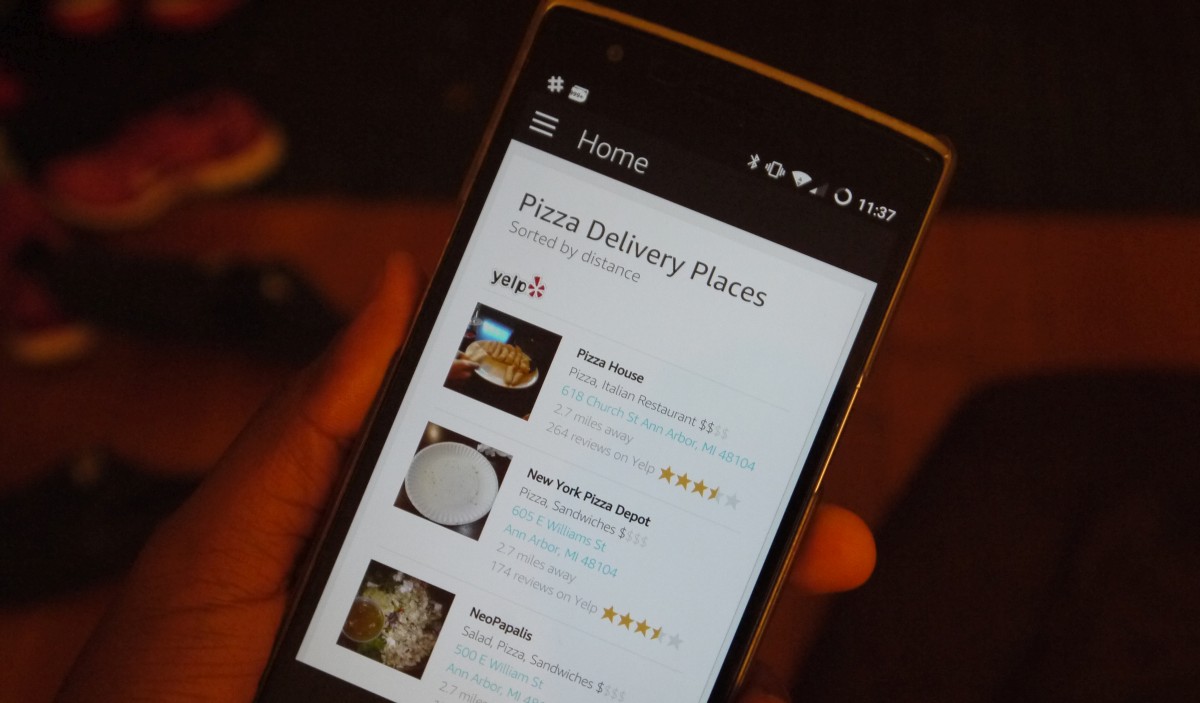 Amazon Echo links with Yelp to find info on local restaurants